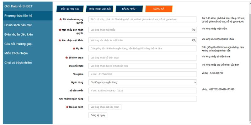 Cách thức gửi đơn ứng tuyển làm đại lý SHBET